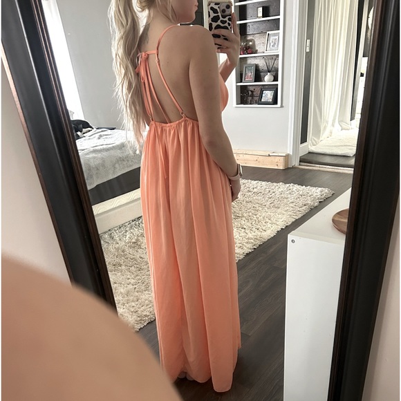 Coral/ Orange Maxi Dress - Picture 2 of 3